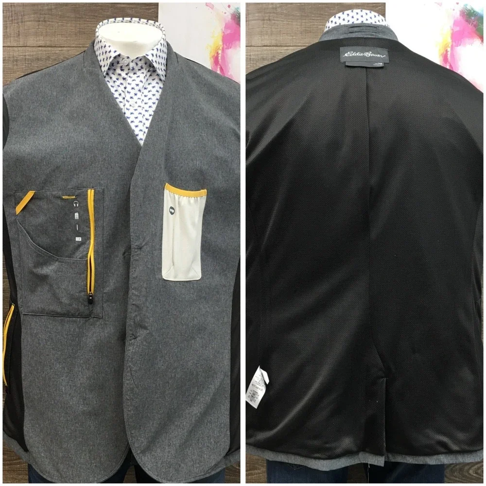 EDDIE BAUER Mens Performance Blazer‎ Sport Coat Casual Jacket Size 48T Gray Suit